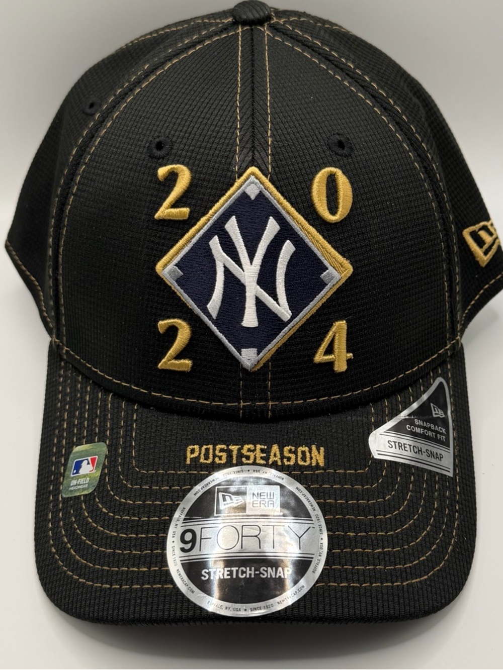 New York Yankees New Era 9Forty 2024 MLB Post Season Stretch-Snap Hat Cap Black